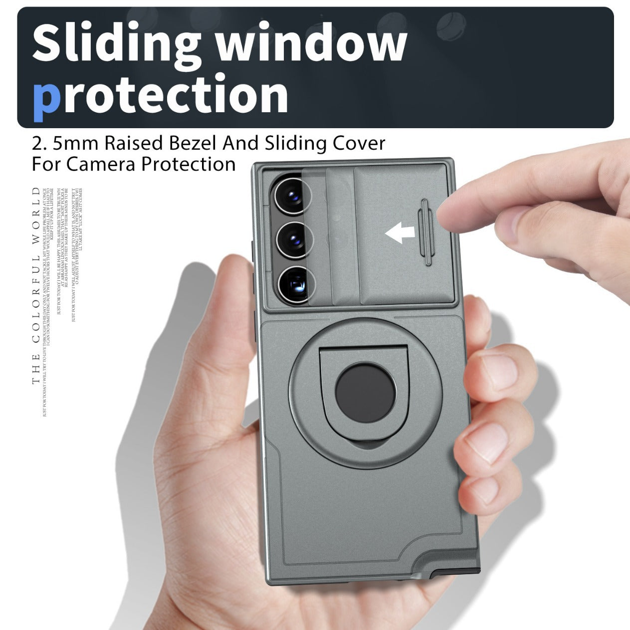 New Hidden Sliding Window Magnetic Ring Holder Mobile Phone Case