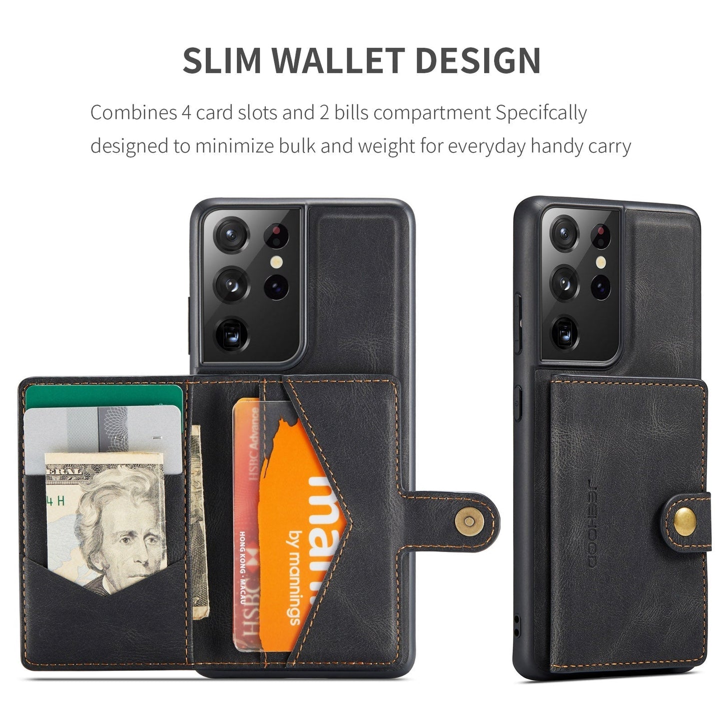 2 in 1 Magnetic Wallet Case For Samsung Galaxy S