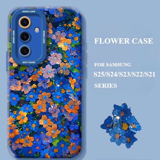 Blue Flower Anti-fall Silicone Phone Case For Samsung