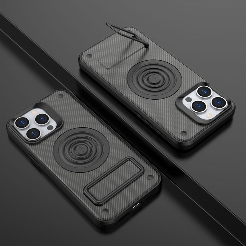 Suitable For Apple Iphone15 Mobile Phone Case Carbon Fiber Invisible Bracket Protective Cover