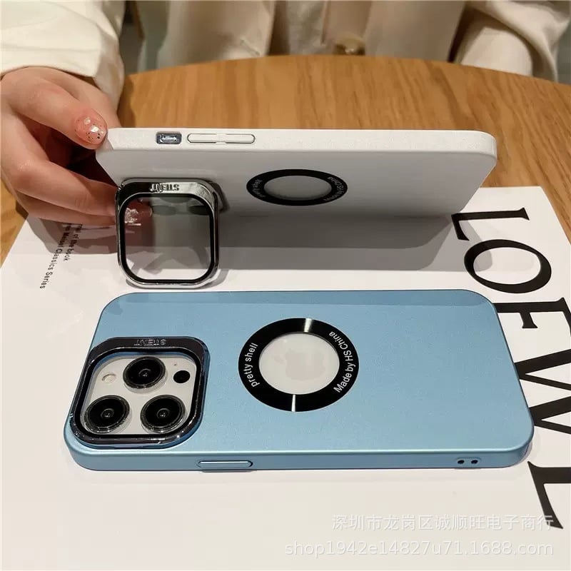 Missing label protective glasses magnetic bracket mobile phone case suitable for iphone frosted appleanti-fingerprint