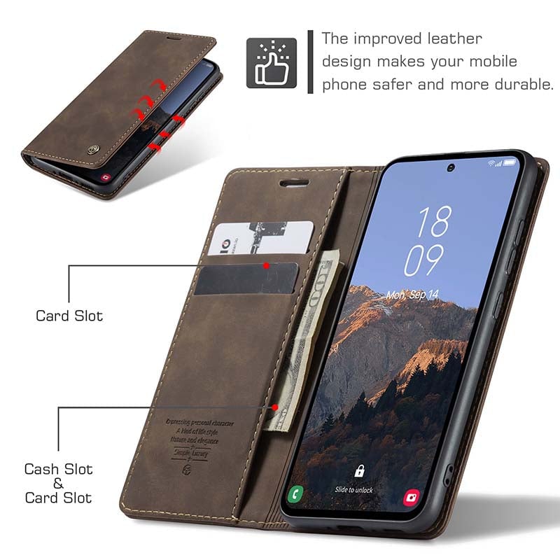 Luxury Leather Bracket Wallet Case For Galaxy A15