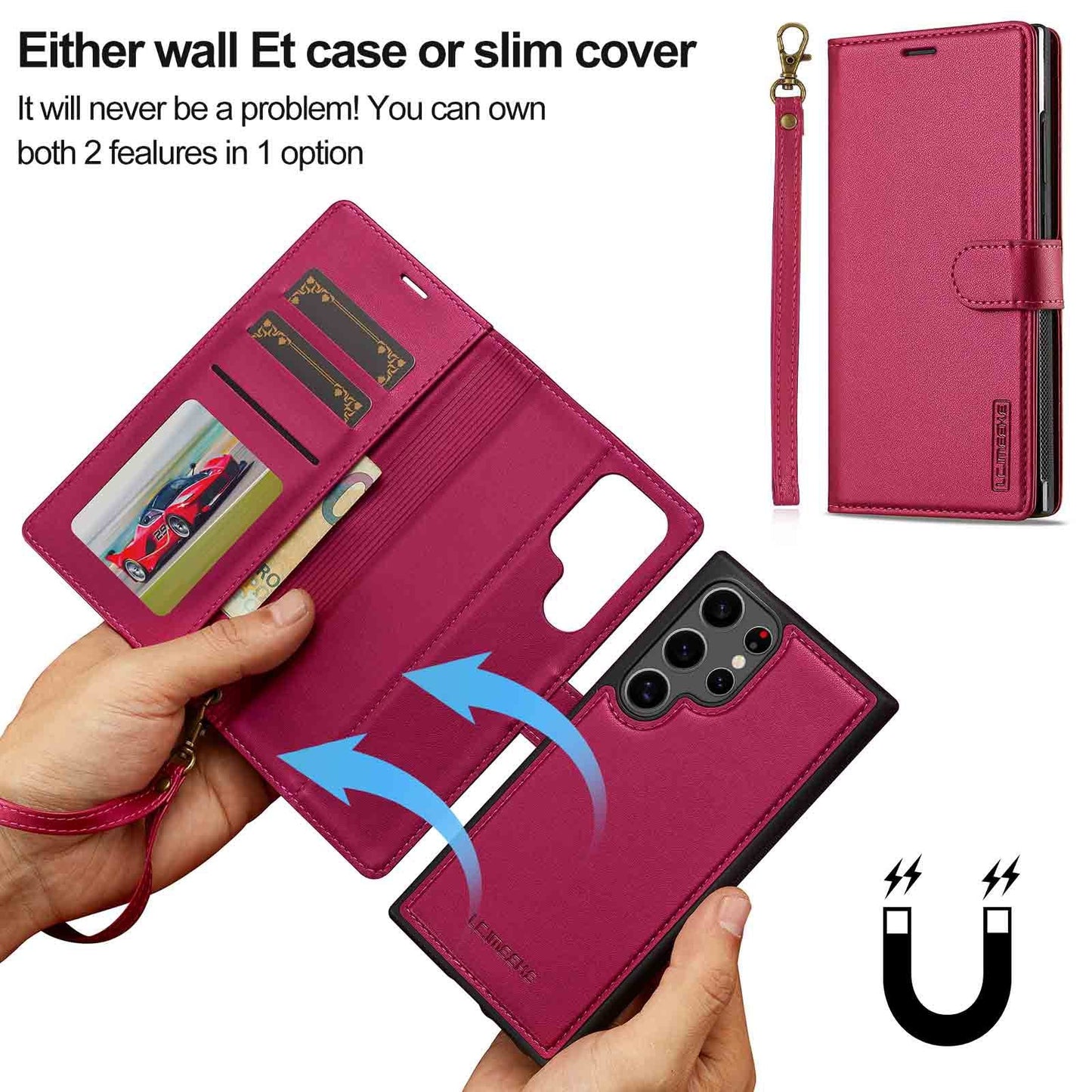 Magnetic 2 in 1 Leather Case Split Phone Case For Samsung