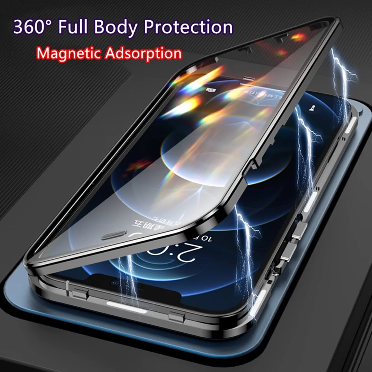 Suitable For iPhone Series Magnetic Magsafe Metal Glass Protective Mirror Buckle Anti Peeping Phone Case