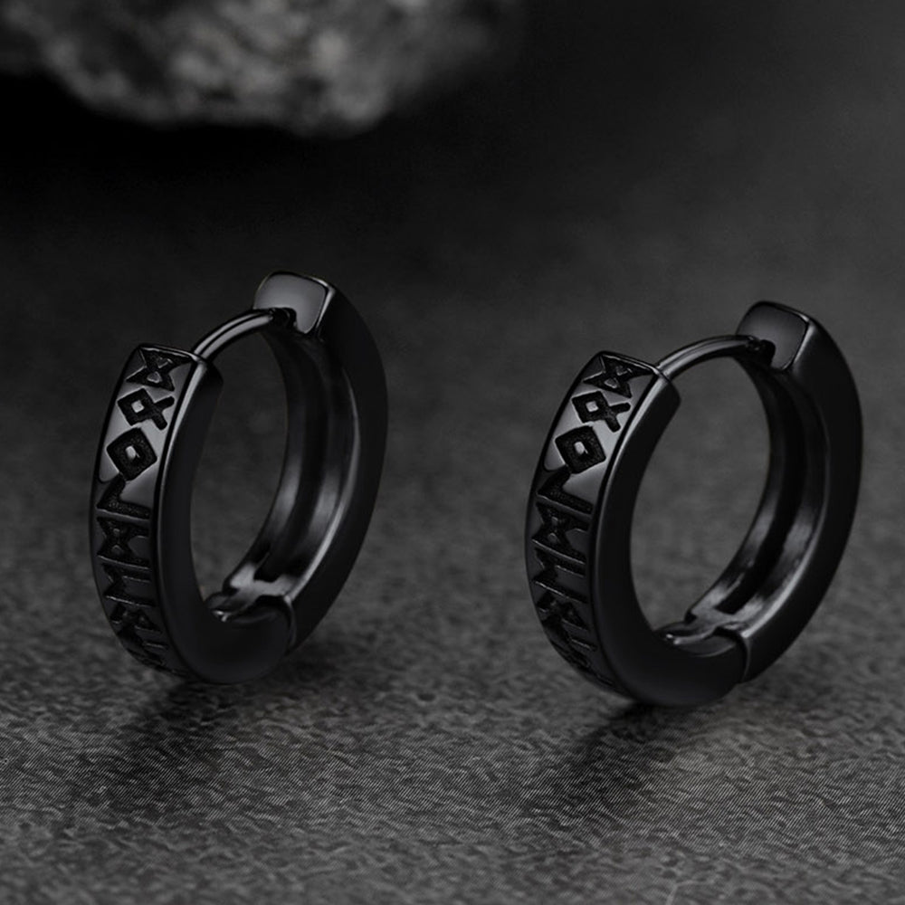 【Buy 1 Get 1 Free】Norse Viking Runes Hoop Earrings For Men