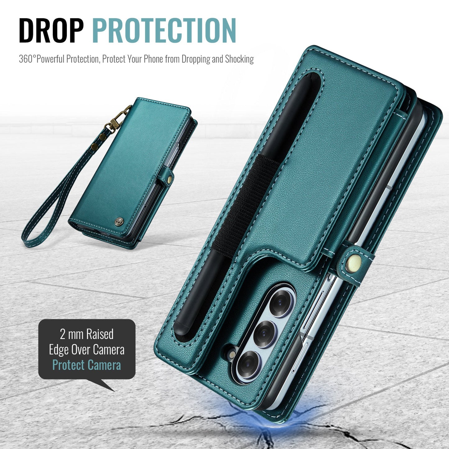 New Style Leather Flip Folding Card Lanyard Phone Case For Samsung Z Fold 6/Z Fold 5/Z Fold 4/Z Fold 3