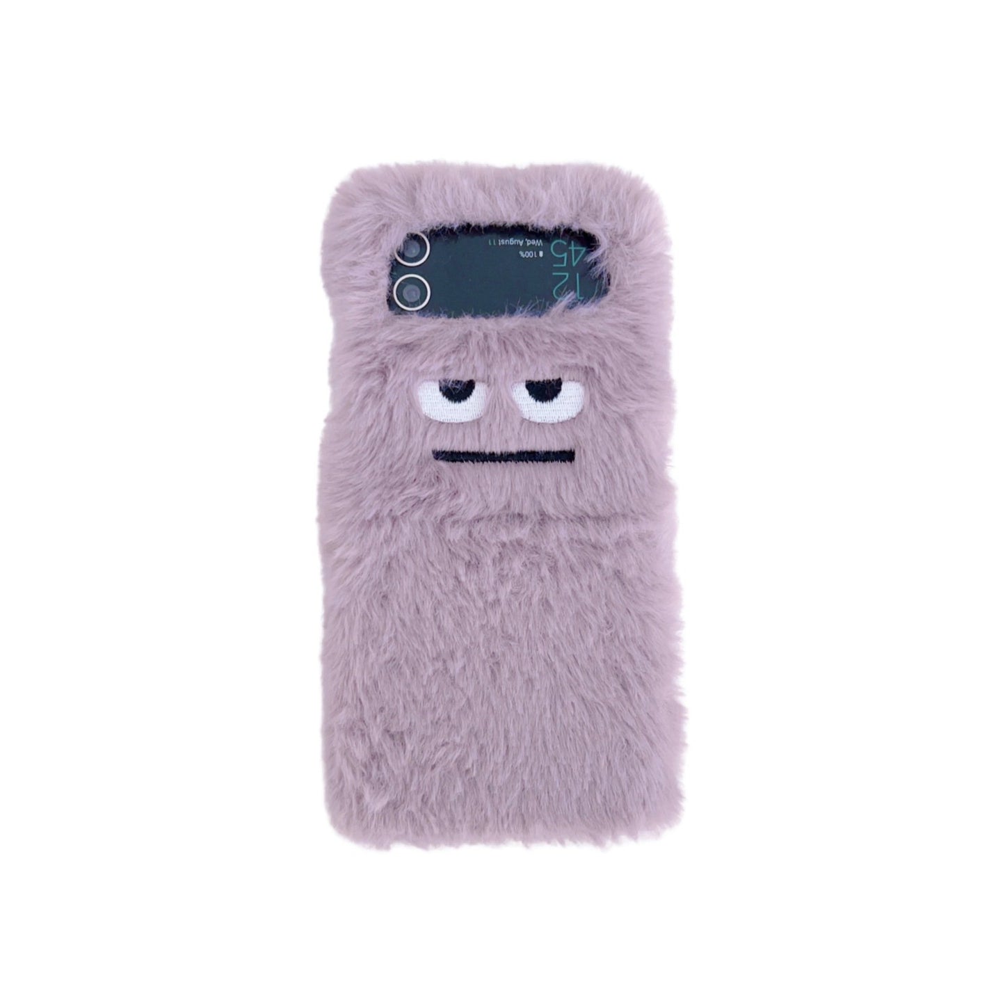 Purple Funny Expression Plush Phone Case for Galaxy Z Flip 3/Galaxy Z Flip 4/Galaxy Z Flip 5/Galaxy Z Flip 6