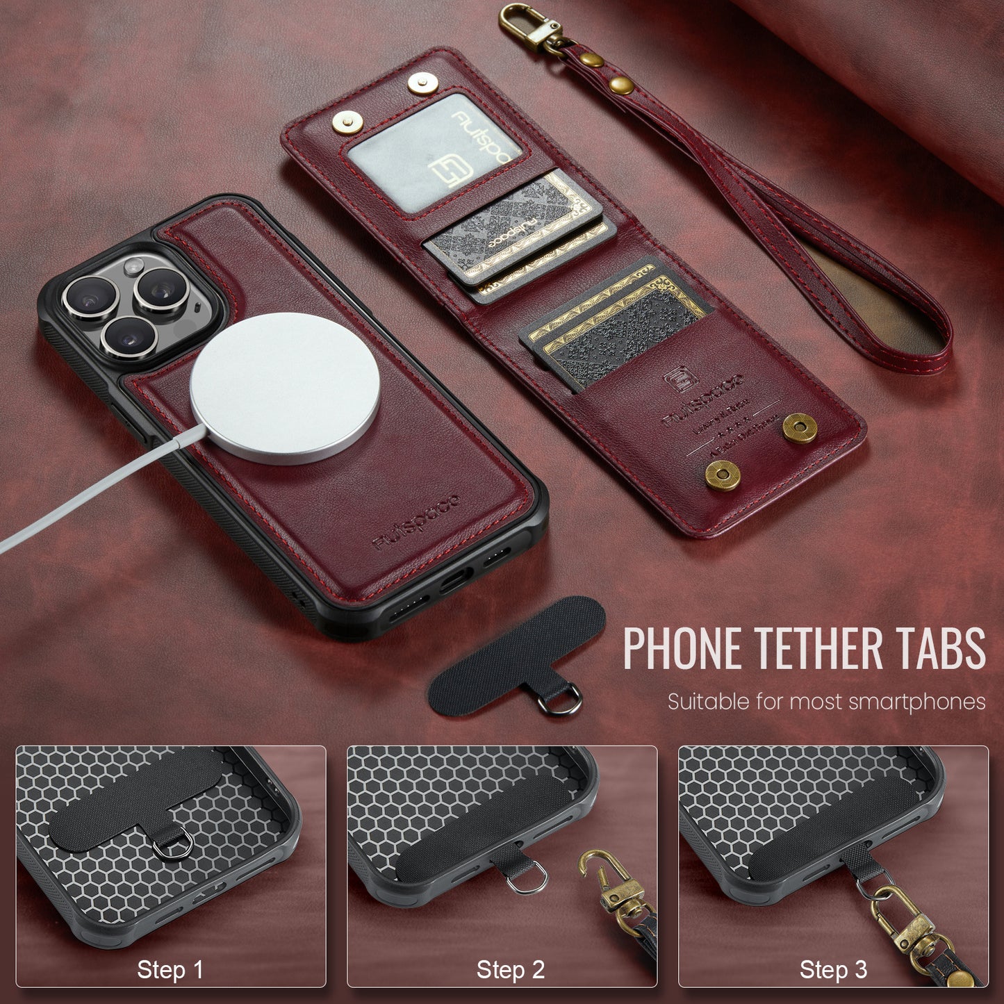 Luxury Lanyard Business Leather Case Split Card Holder Case For iPhone