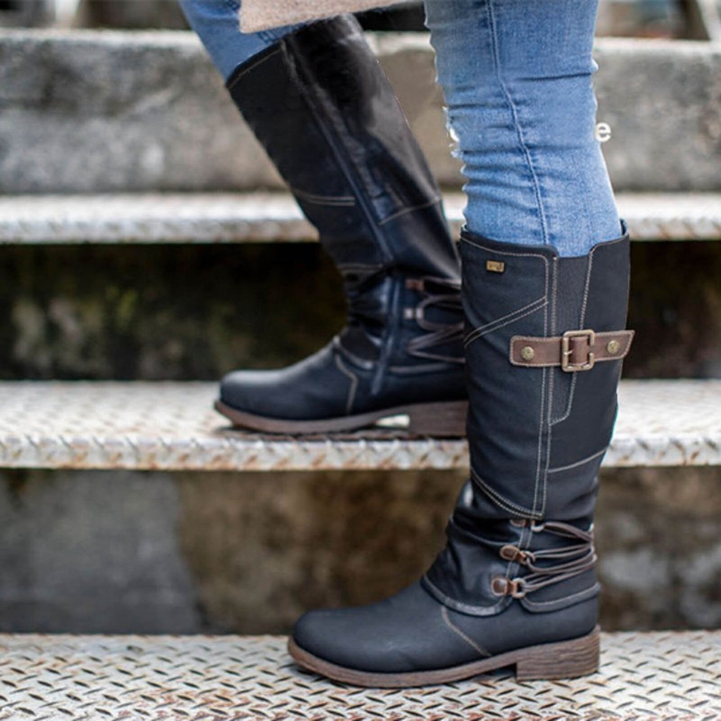 Women's Vintage Zipper High Snow Boots