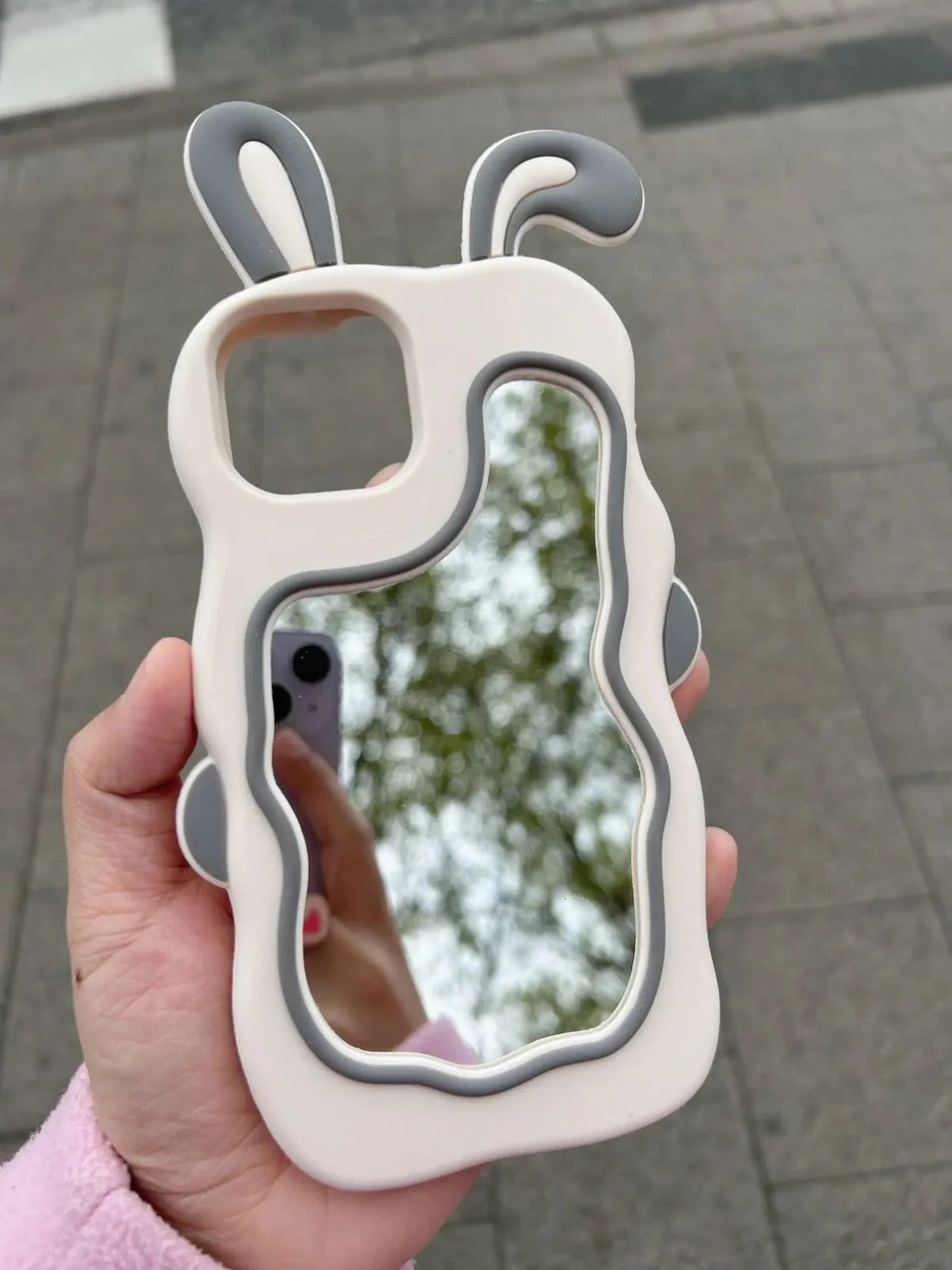 iPhone All Model Cover- 3D Silicone Cute Mirror Rabbit Case