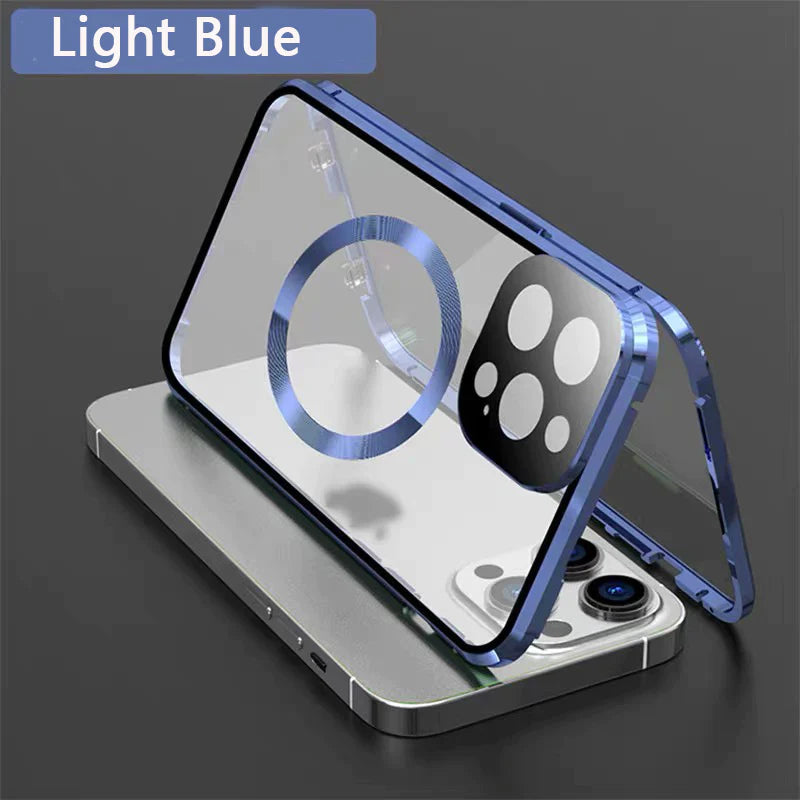 Suitable For iPhone Series Magnetic Magsafe Metal Glass Protective Mirror Buckle Anti Peeping Phone Case