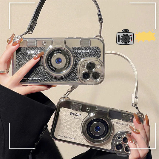 Suitable For IPhone 14 And 15 Series Stereo Retro Camera Phone Case With String