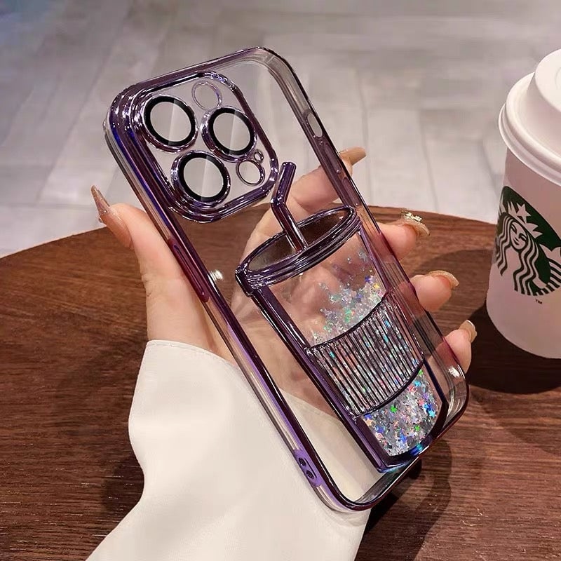 Transparent 3D milk tea cup soft mobile phone case