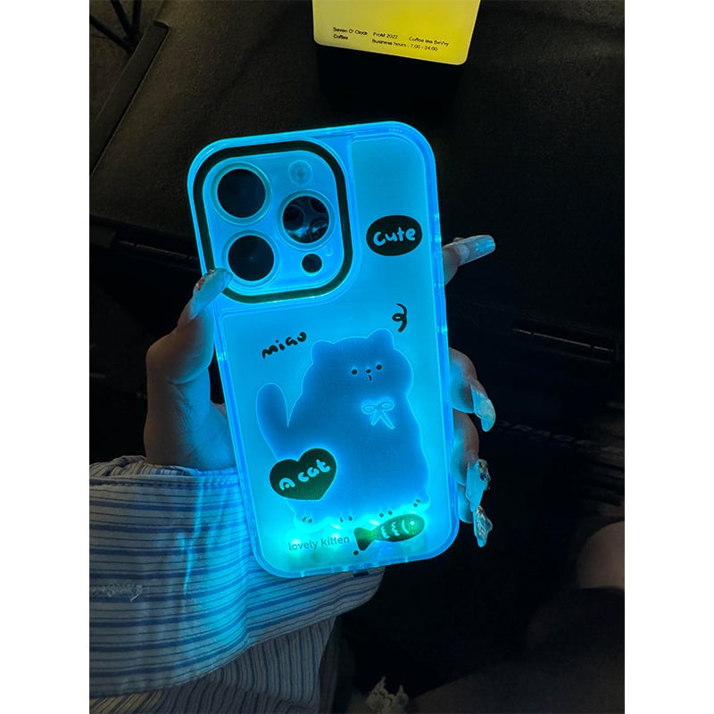 🔥HOT SALE🔥Glowing ink-splashing cat cases, suitable for iPhone 11/12/13/14/15, new style of personalized cartoon trend