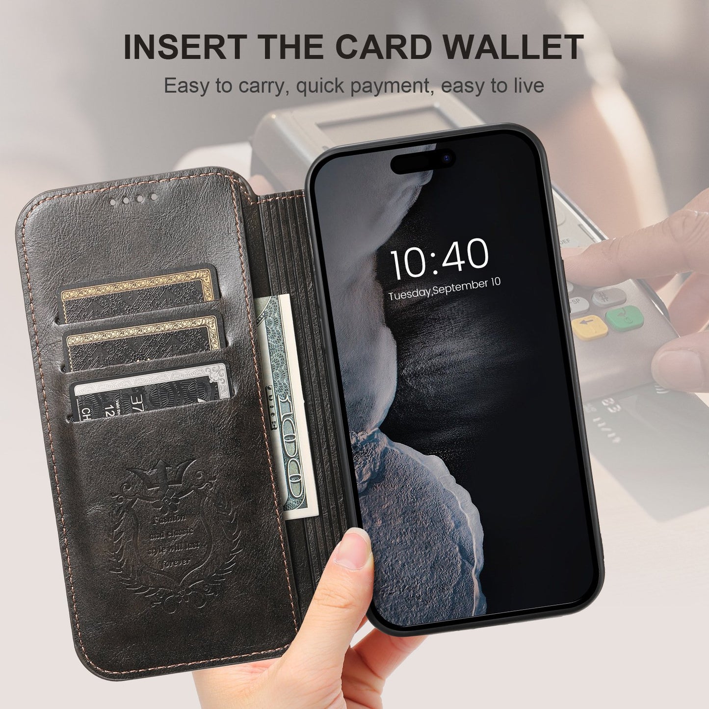 New Leather Card Holder Wireless Charging Phone Case for iPhone