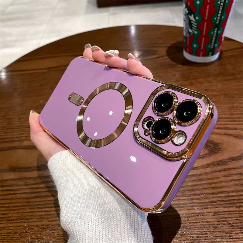 Magnetic candy color iPhone protective case with lens film