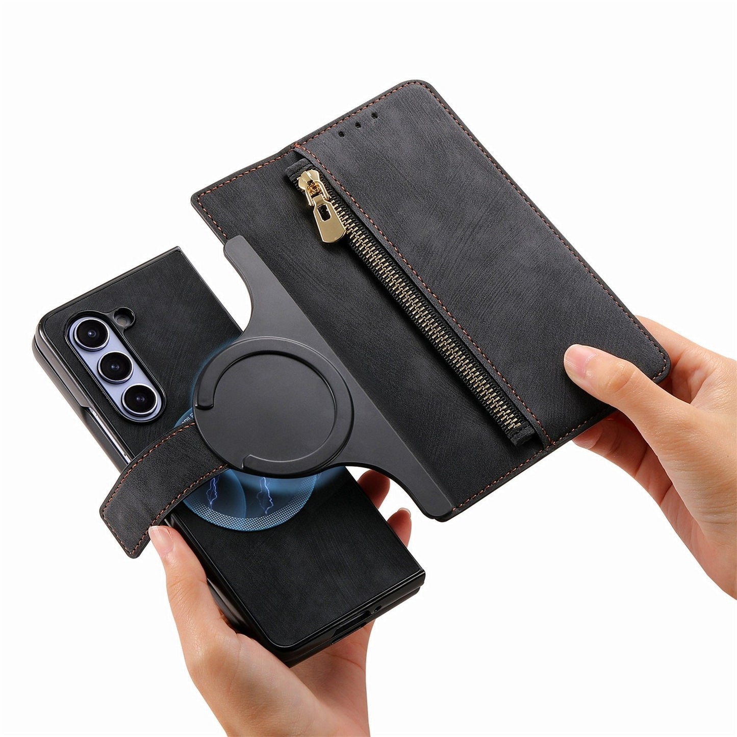 Sesuai untuk Samsung Z Fold5/4/3 Mobile Phone Case Magnetic Detachable Leather Case