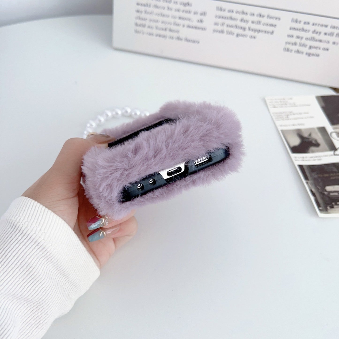 Purple Funny Expression Plush Phone Case for Galaxy Z Flip 3/Galaxy Z Flip 4/Galaxy Z Flip 5/Galaxy Z Flip 6