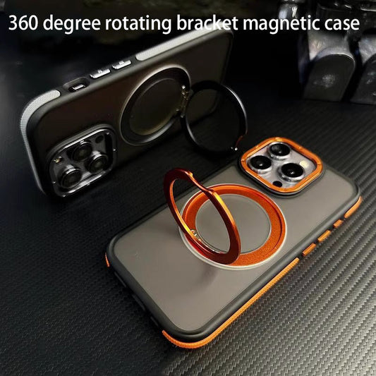 360 Degree Rotating Magnetic Bracket Suitable For Apple 15Promax New Phone Case IPhone14pro Frosted Hard Case