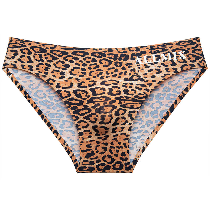 Slip bărbătesc din mătase de gheață cu imprimeu leopard sexy 3D-2BUC