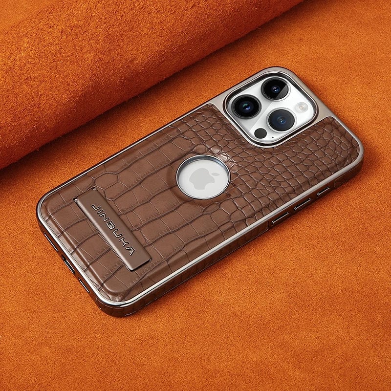 Crocodile Pattern Leather invisible Kickstand Magnetic Case For iPhone Wireless Charging for Magsafe