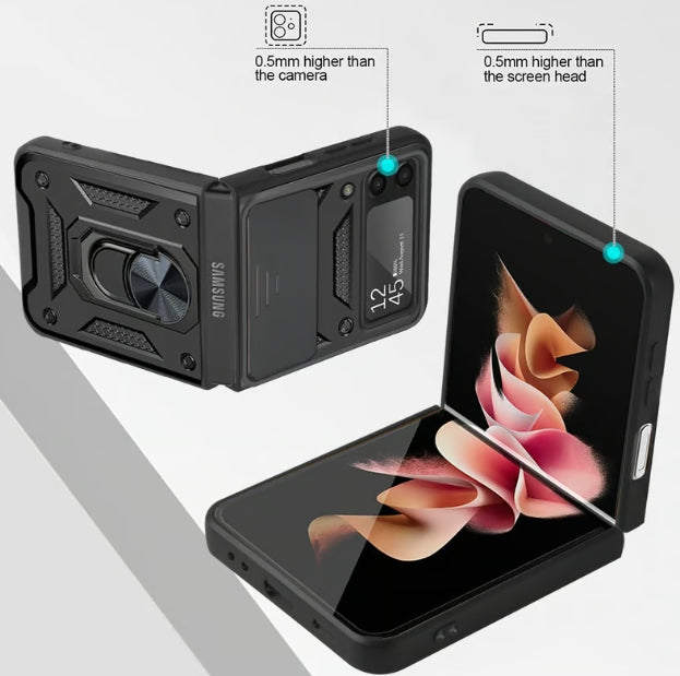 New Flip Case with Stand and Ring for Samsung Z-Flip-6/5/4/3