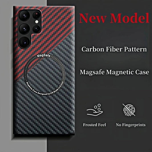 Carbon Fiber Pattern Magnetic Case â€?Slim, Full Protection, MagSafe Compatible For Galaxy S25 S24 S23 S22 Series