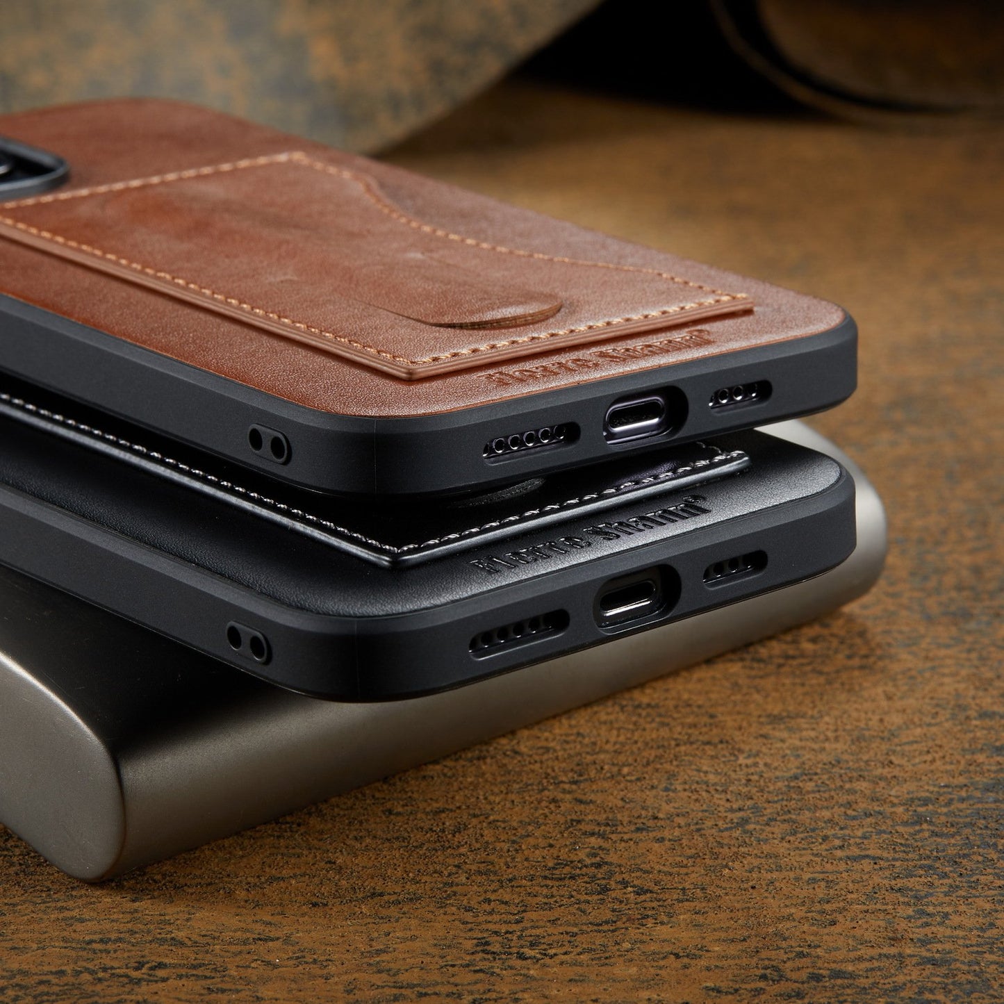 Leather Invisible Stand iPhone Case with Card Slots