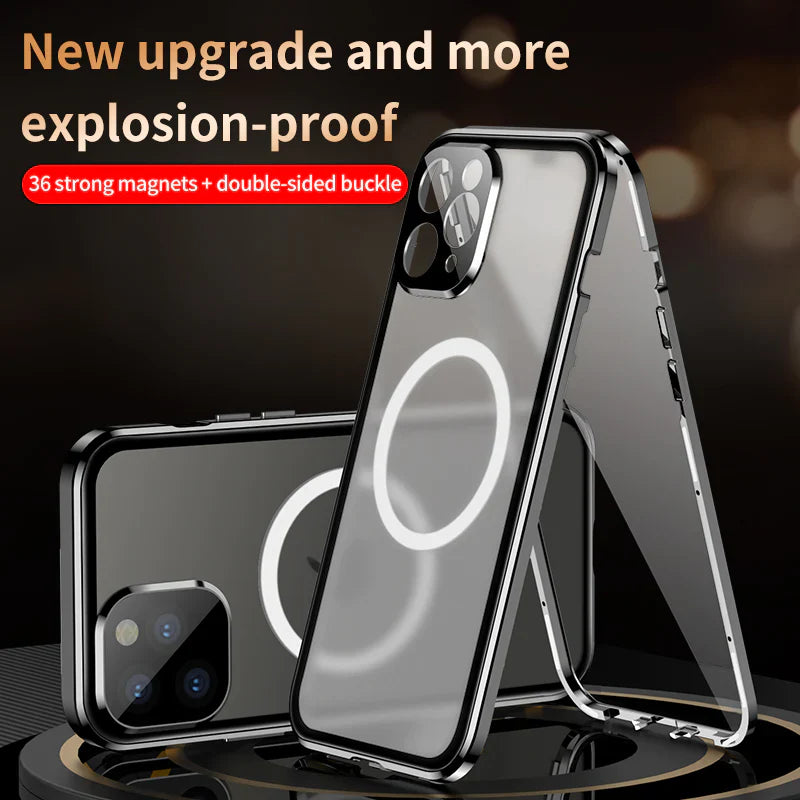 Suitable For iPhone Series Magnetic Magsafe Metal Glass Protective Mirror Buckle Anti Peeping Phone Case