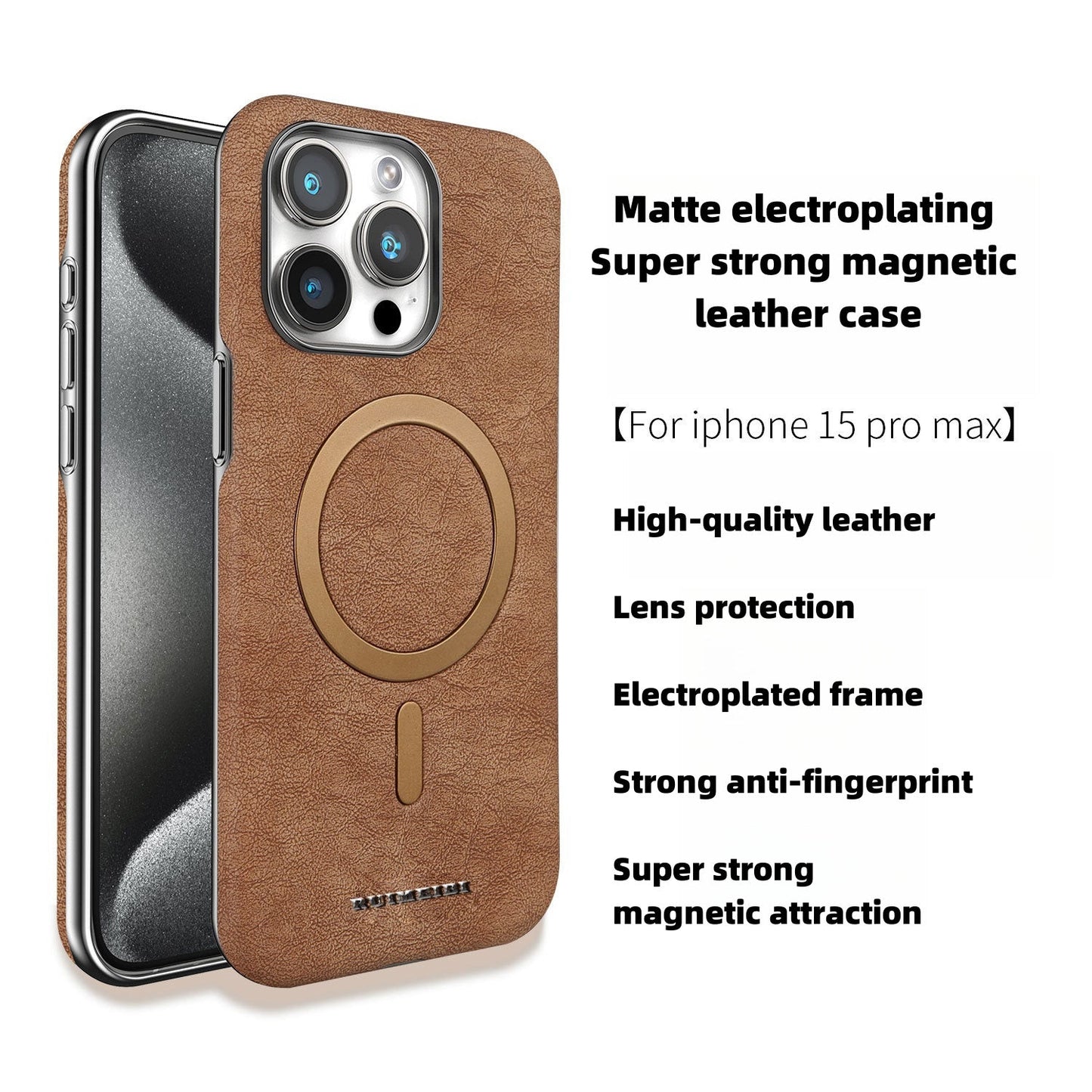 IPhone high-end business super strong magnetic leather mobile phone case