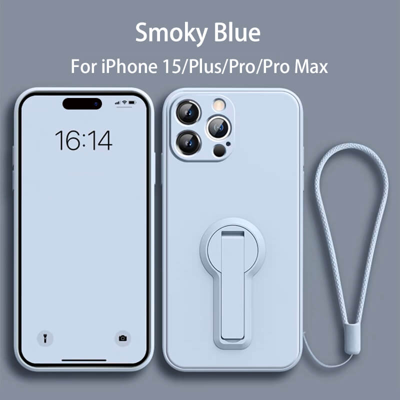 Folding Bracket Liquid Silicone Phone Case For iPhone 15 series