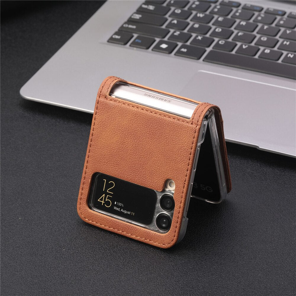 Matte Leather Card Slot Holder Cover For Samsung Galaxy Z Flip 4