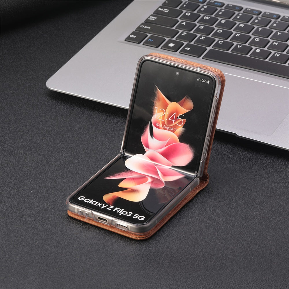 Matte Leather Card Slot Holder Cover For Samsung Galaxy Z Flip 4