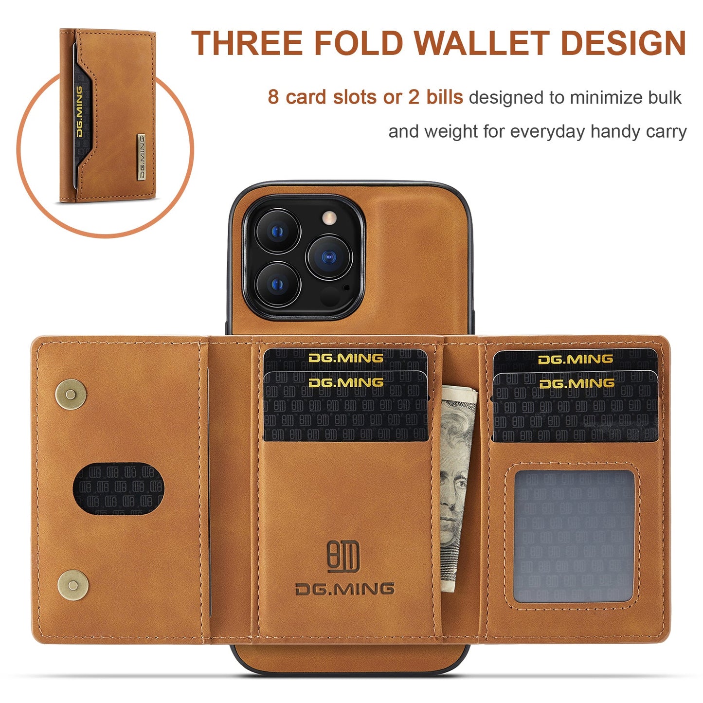 2 in 1 Detachable Leather Wallet Case for iPhone