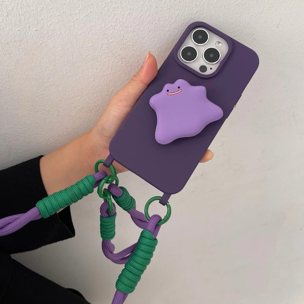 Premium Dark Purple Monster Stand Crossbody Phone Case