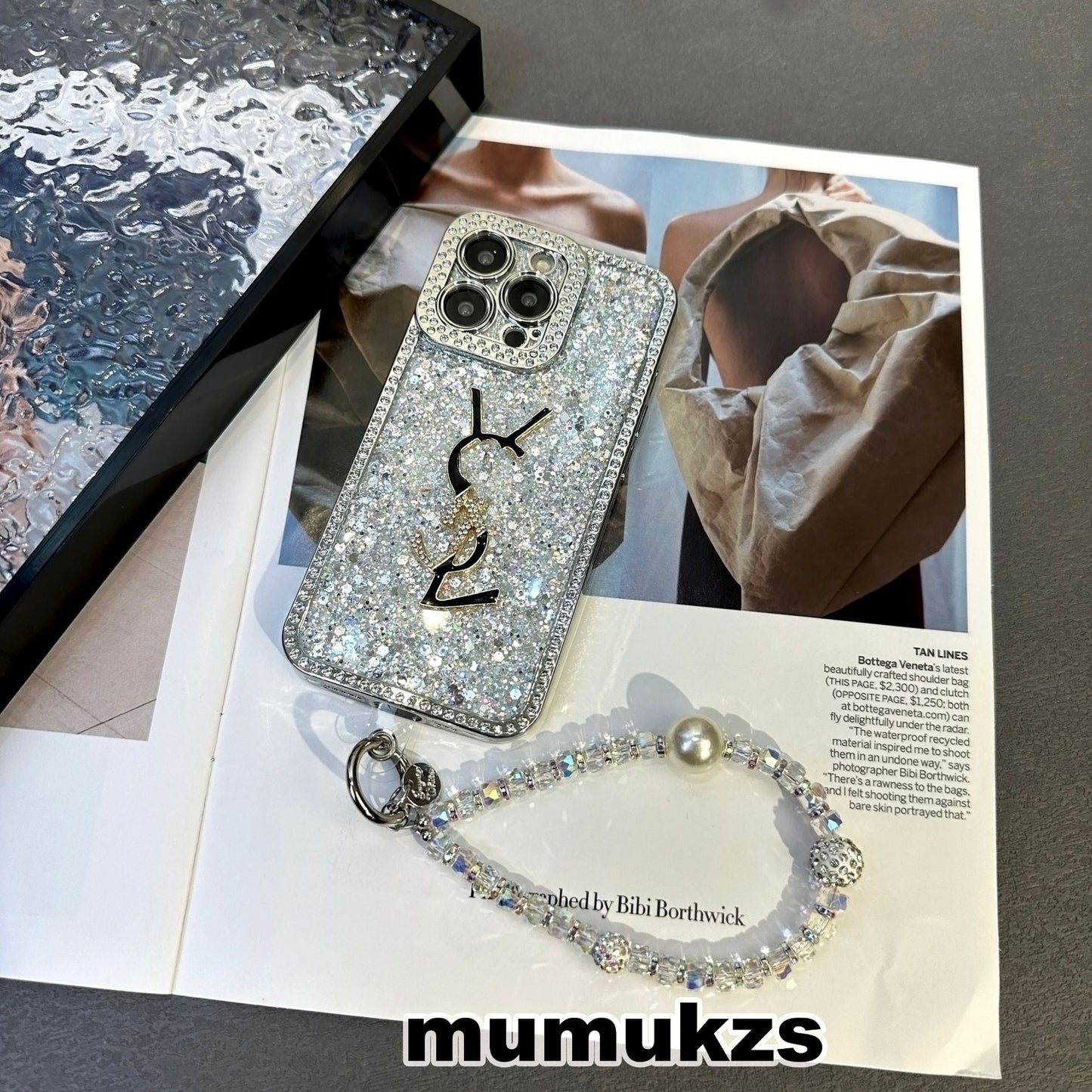 Luxury diamond-studded Chanel style phone case