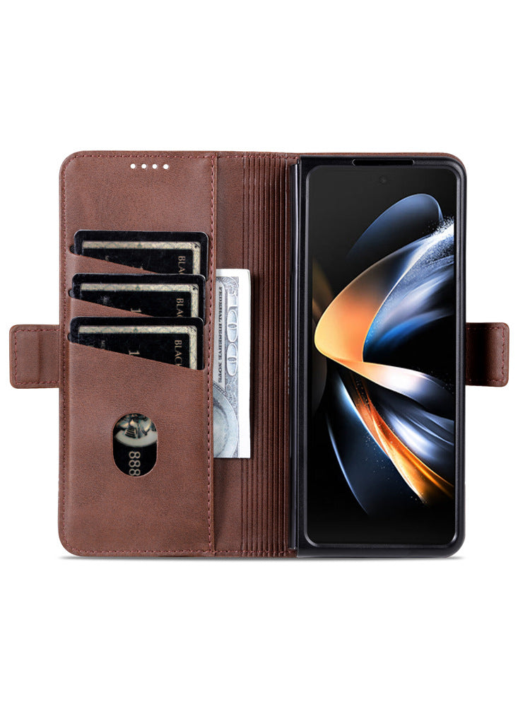 Suitable for Samsung z fold 3/4/5 premium genuine leather case retro business mobile phone case