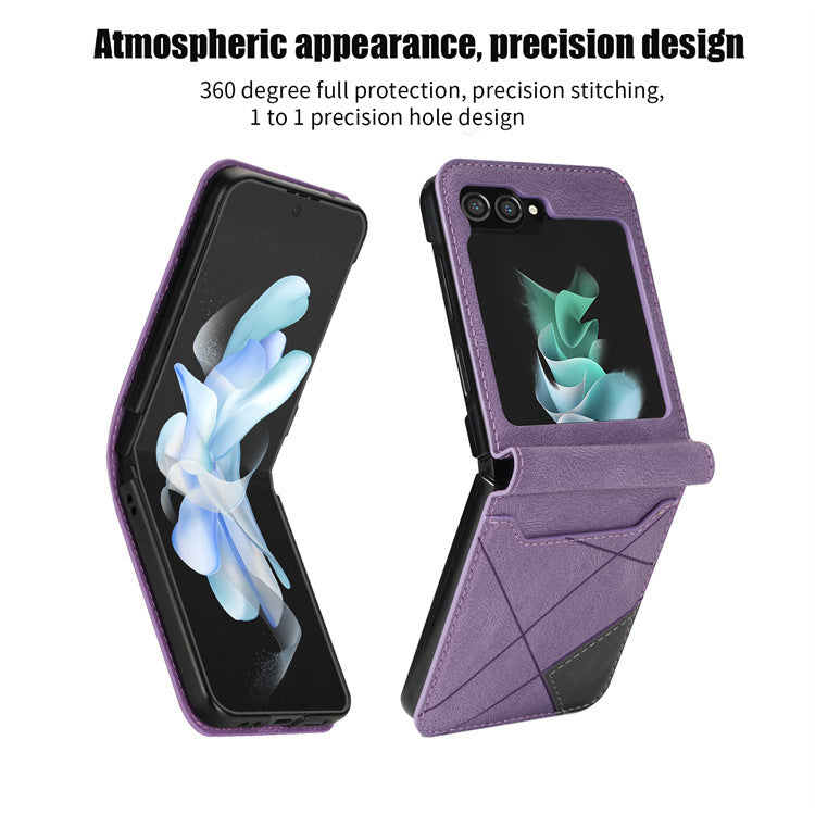 Suitable for Samsung ZFlip 3/4/5 folding and spliced retro pattern card back cover mobile phone case