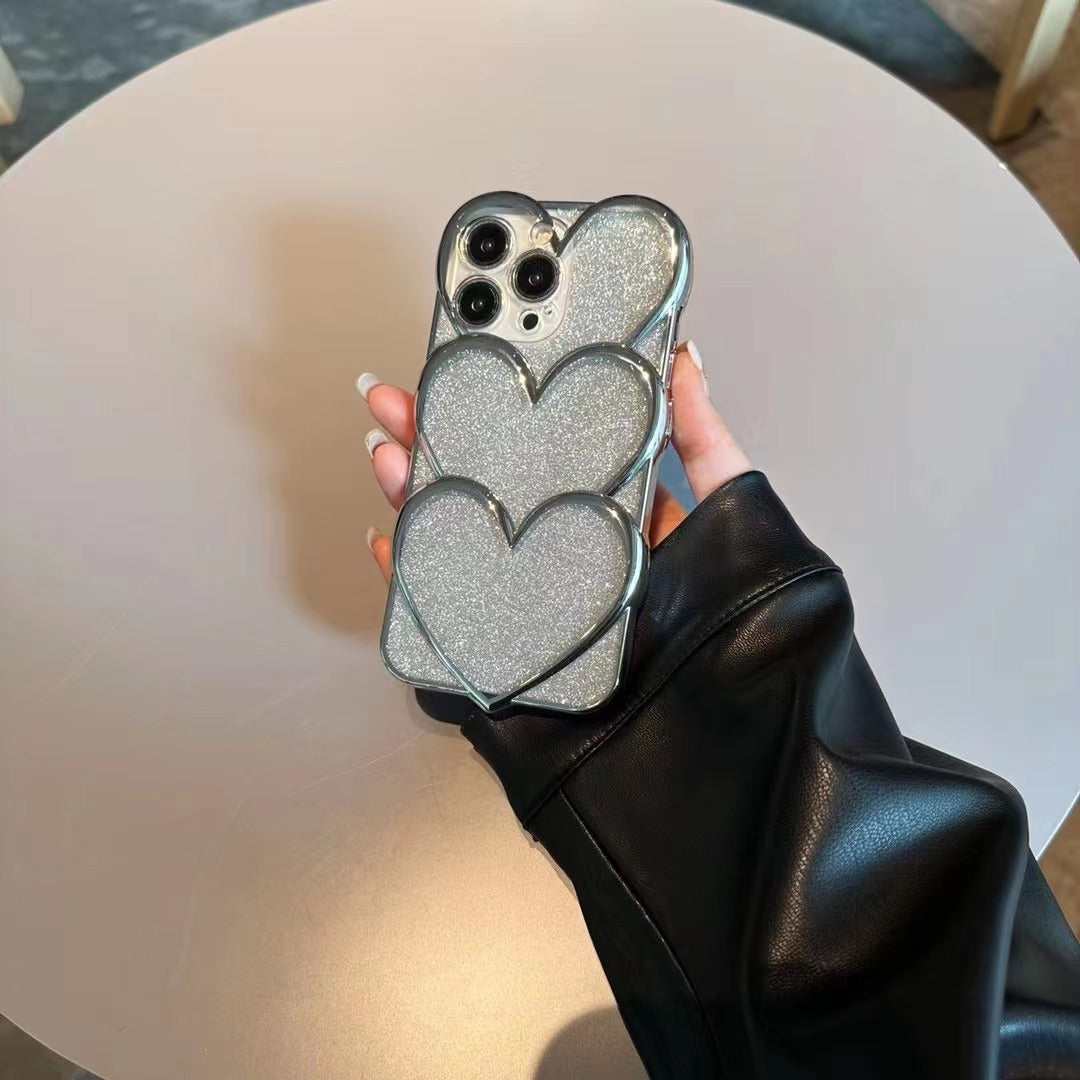 Silver-plated heart simple sweet and cool hot girl phone case