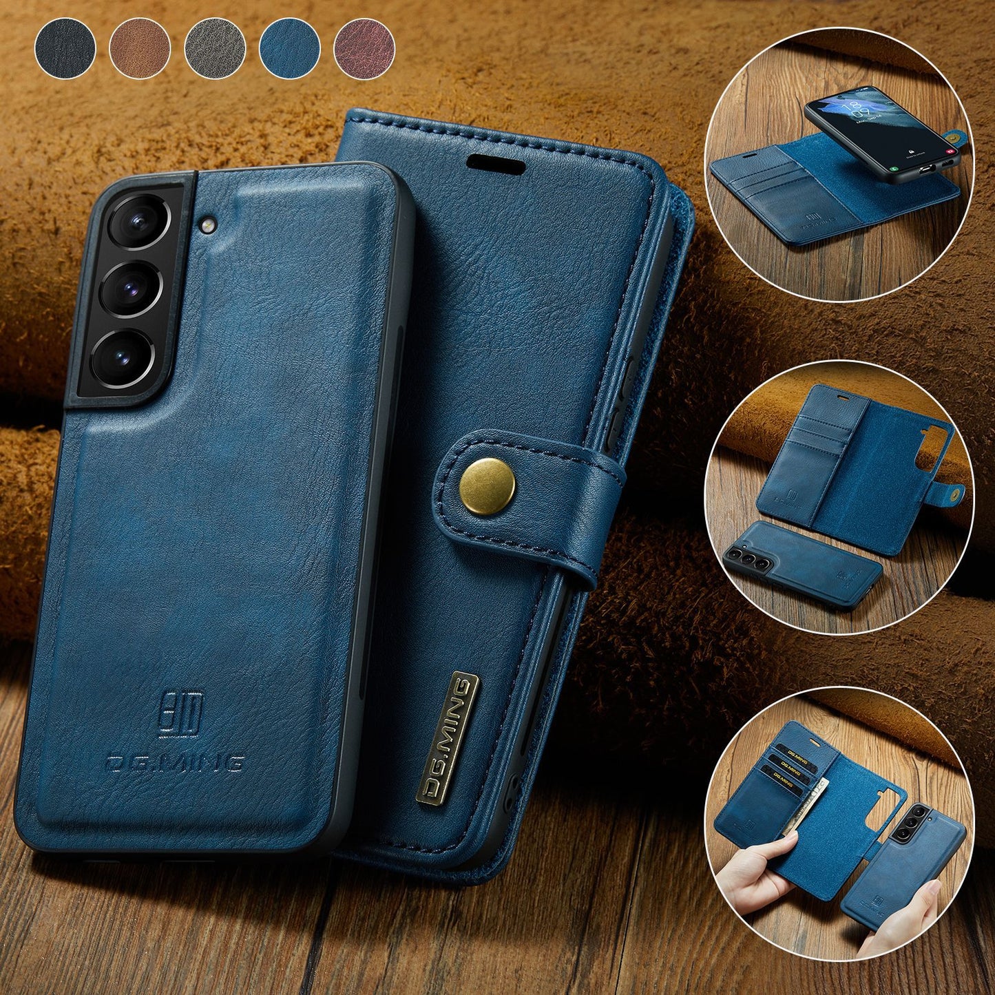 High-grade magnet split leather case 2-in-1 wallet protective leather case mobile phone case