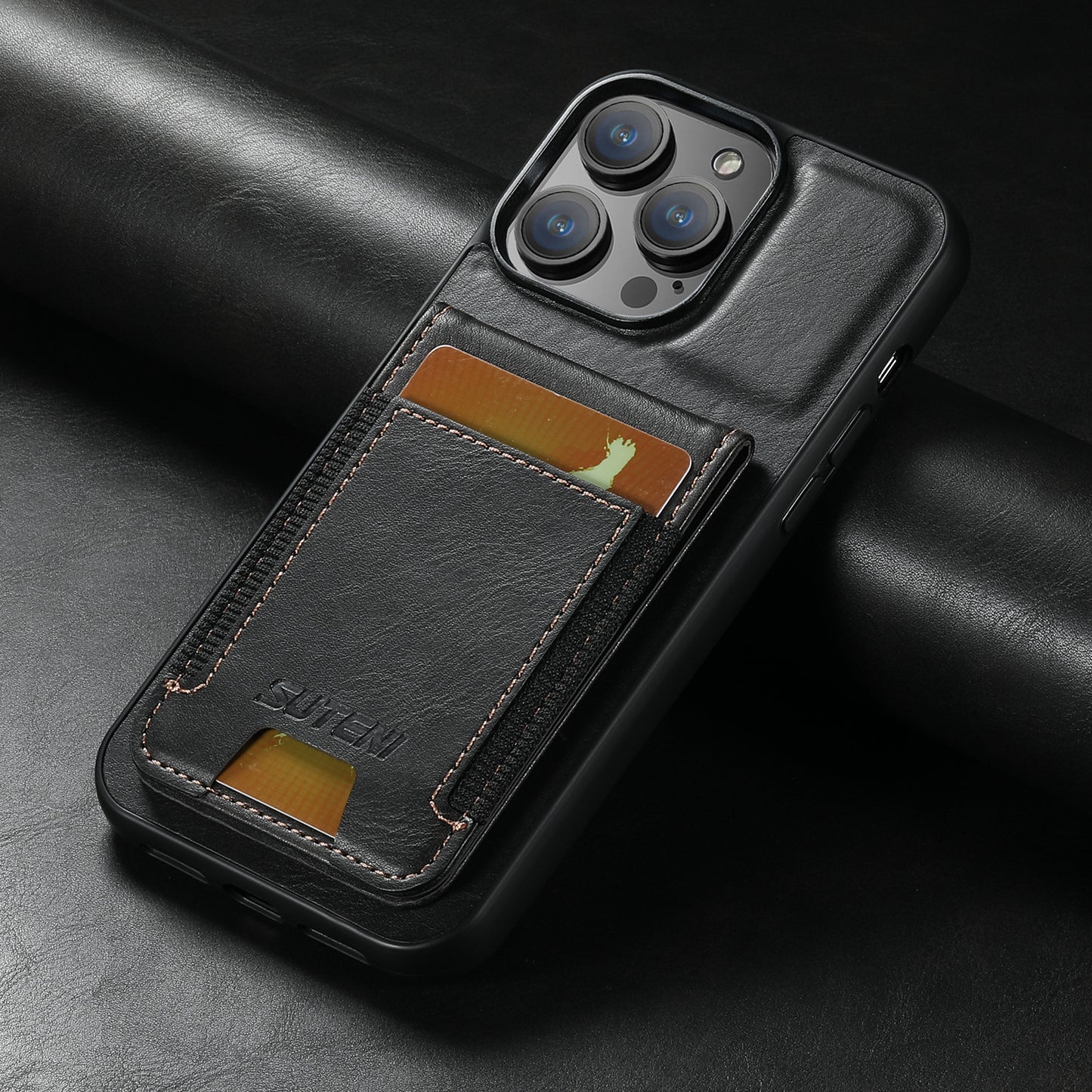 High-grade oil wax elastic band card holder holder leather case mobile phone case