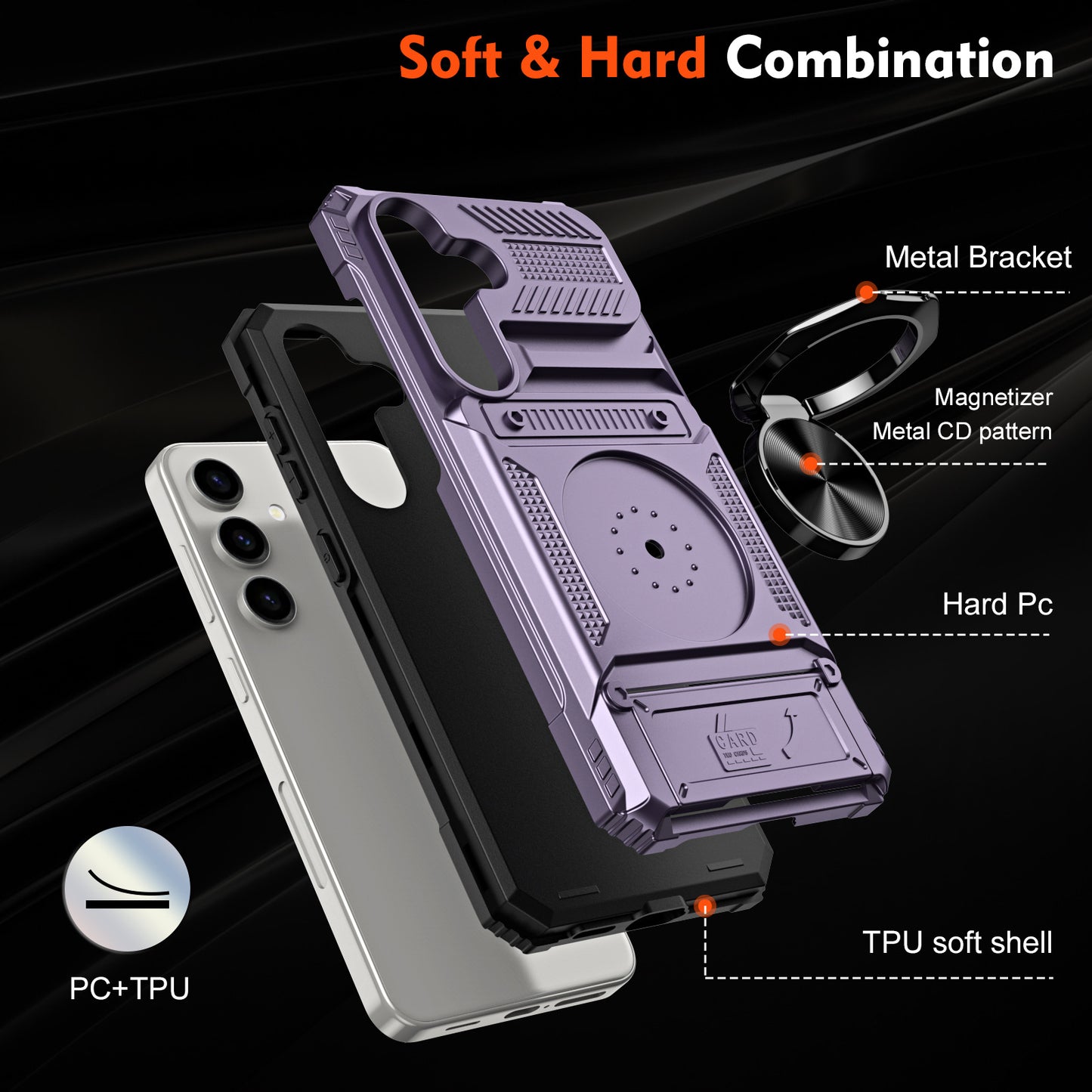 Magnetic Metal Kickstand Shockproof Armor Phone case For Samsung Galaxy A15 A25 A35