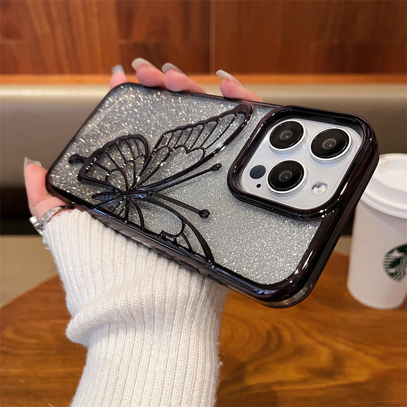Electroplating butterfly gradient glitter phone case