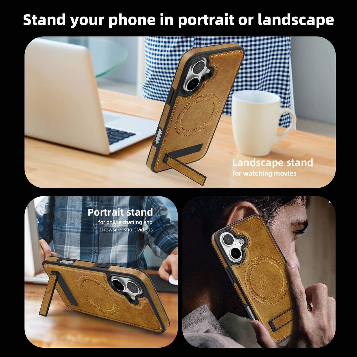 Leather Magnetic Drop-Proof Stand Phone Case