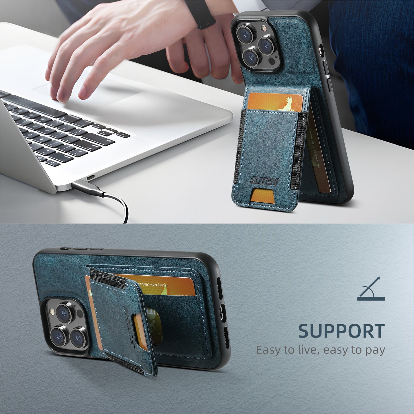 High-grade oil wax elastic band card holder holder leather case mobile phone case