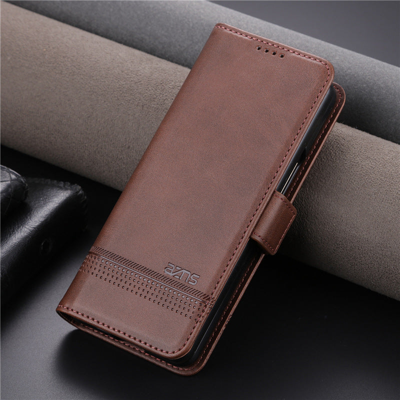 Suitable for Samsung z fold 3/4/5 premium genuine leather case retro business mobile phone case
