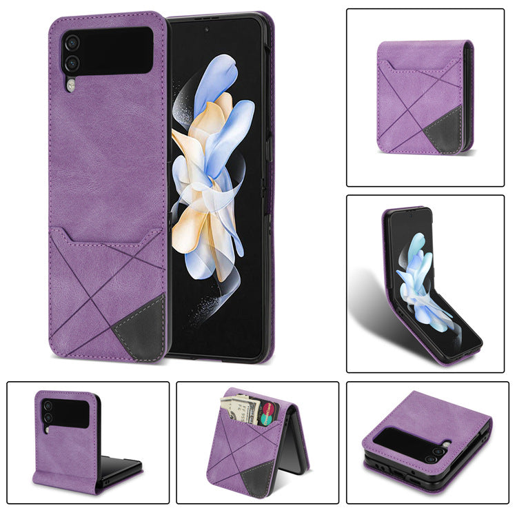 Suitable for Samsung ZFlip 3/4/5 folding and spliced retro pattern card back cover mobile phone case