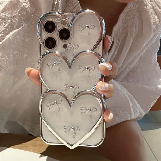 Electroplating 3D Heart Bowknot Phone Case
