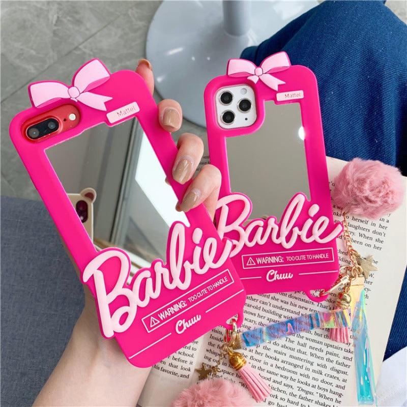 Husa telefon din silicon Barbie Rose Red Mirror 