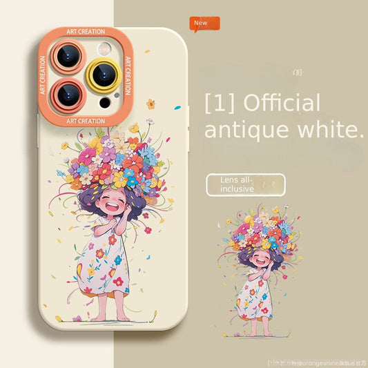 IPhone Silicone Original Silicone Cartoon Curly Hair Girl Phone Case